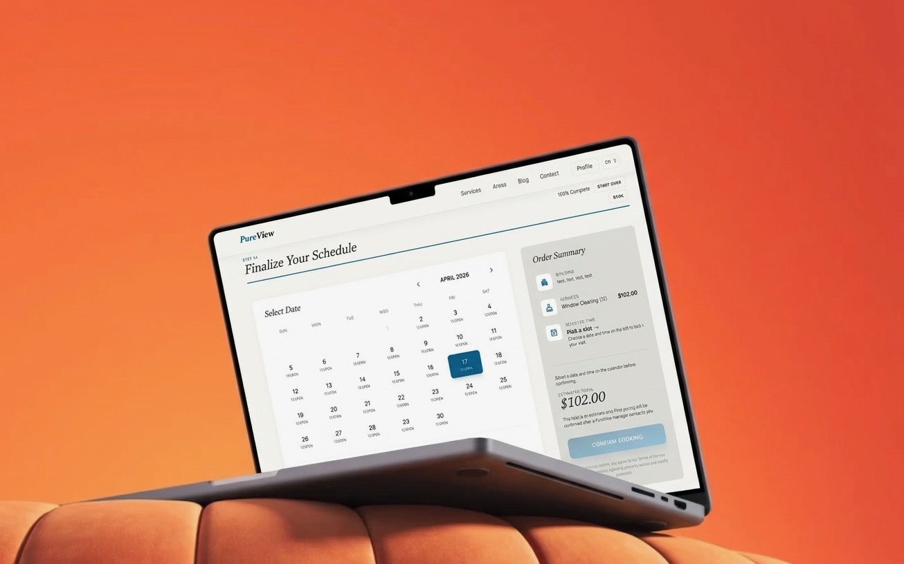 PureView quote flow — choosing a service time slot